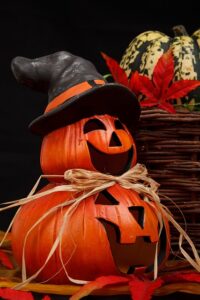 Zucche e Halloween zucche con cappello da strega
