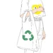 Ambiente la sua giornata mondiale Persona con borsa della spesa con sopra il simbolo del reciclo