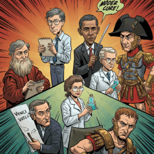 La rivincita della mano sinistra Personaggi mancini citati nel testo disegnati come un fumetto