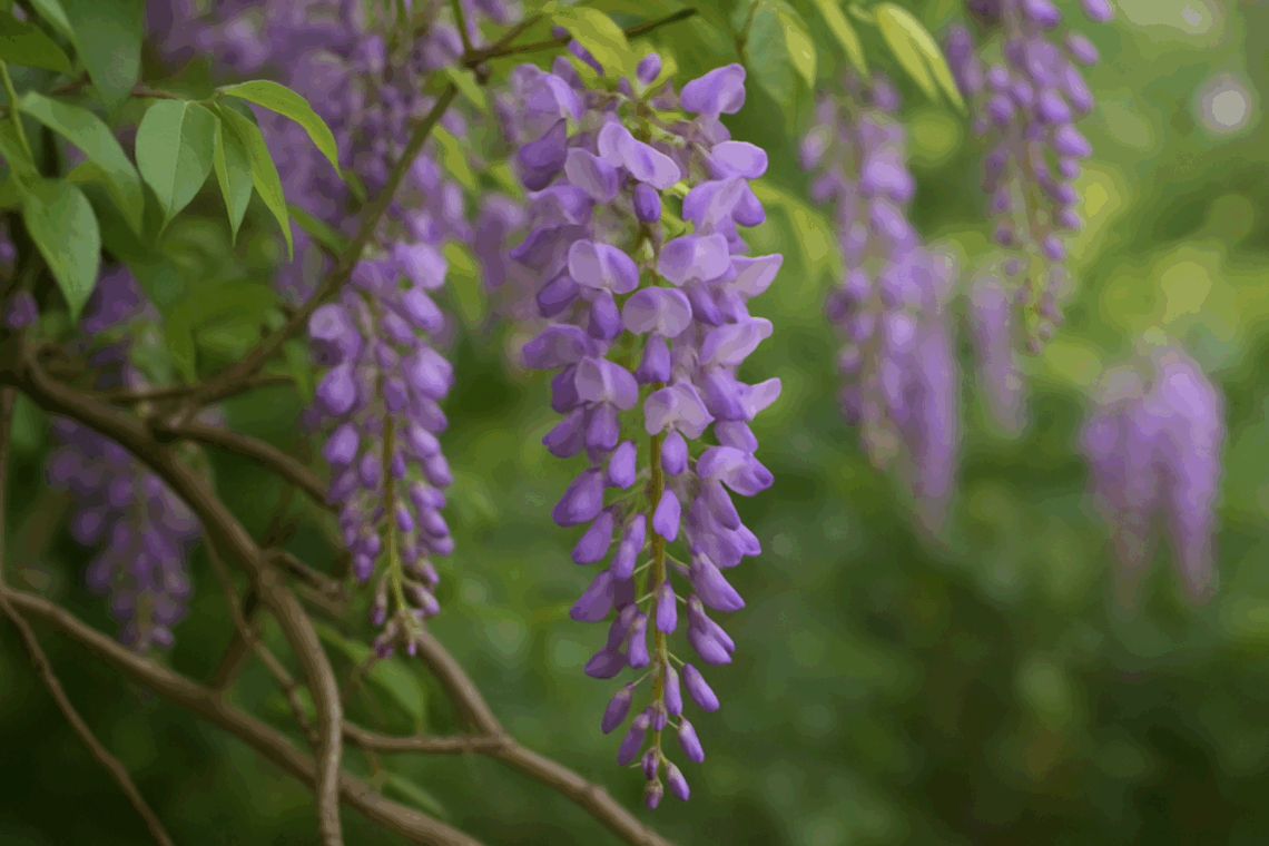 Pianta di glicine con fiore di colore lilla-viola