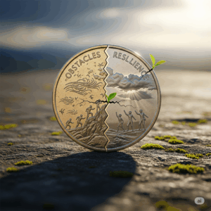 immagine che rappresenta il concetto di resilienza e ostacoli come due facce della stessa medaglia