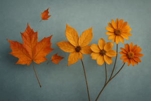 Autunno e cambiamento interiore: lasciare andare e rinascere Foglie secche, e fiori degli stessi colori