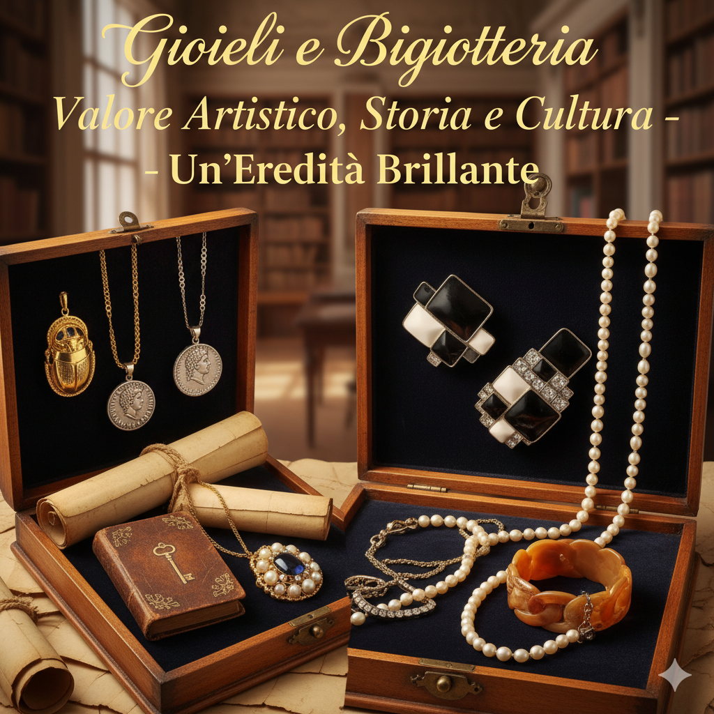 Ecco un'immagine che cattura l'essenza del valore artistico, storico e culturale di gioielli e bigiotteria.